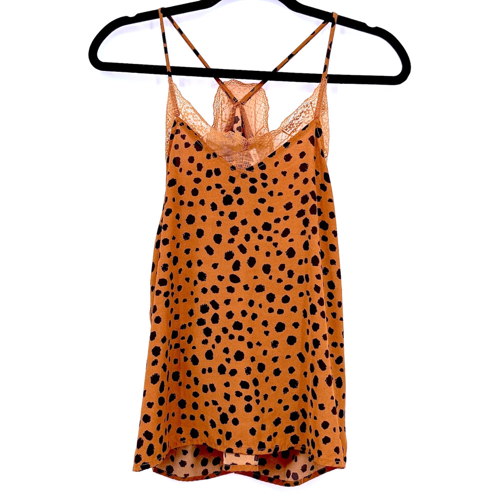 Y2K Cami Women's S Lace-Trim Animal Print Boho Festival Romantic Cottagecorea‎